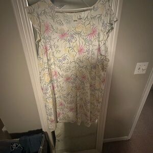 Joie Women’s Linen Plus size 2X 22/24 Floral Dress with Ruffle Sleeves